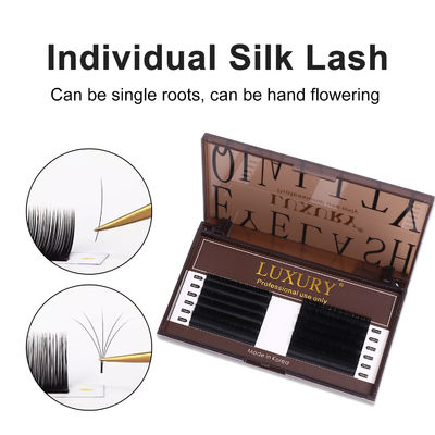 Premium Silky Volume Classic False Ceres Extensões 8-14mm CC/D/DD Curl Preto Mate Lashes individuais de seda 12 linhas