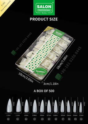meias pontas dos pregos falsos afiados da senhora French Style Artificial da forma 500pcs e prego falso da tampa completa
