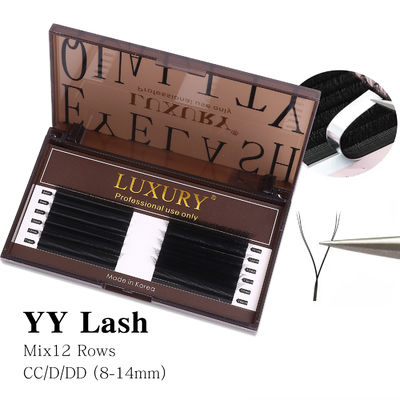 YY Lash Extensions CC/D/DD Curl 0.10mm Espessura Volume Extensão 8-14mm Longo Duradouro Lashes falsos Matte Negro