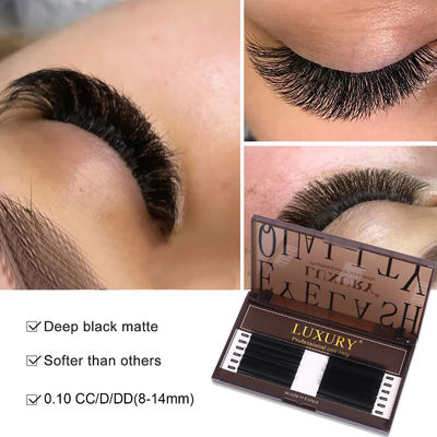 8-14mm Cravos falsos individuais CC/D/DD Curling Volume Extensão de Cravos Dupla ponta Caxemira YY Lash Extensão