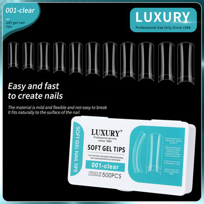 Luxo Clear Soft Gel Nail Tips Forma Quadrada Falsa unhas para as unhas de extensão