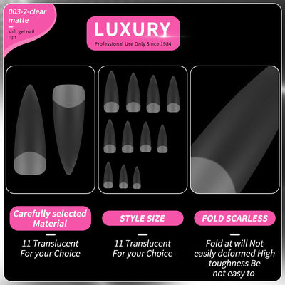 500pcs Luxury Clear Matte Sharp Shape False Nails para a arte das unhas