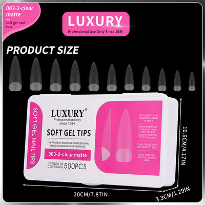 500pcs Luxury Clear Matte Sharp Shape False Nails para a arte das unhas
