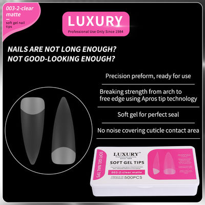 500pcs Luxury Clear Matte Sharp Shape False Nails para a arte das unhas