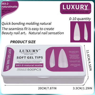 500pcs/caixa Profissional Natural Matte Shape Sharp Falso unhas para manicure DIY
