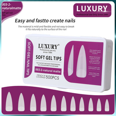 500pcs/caixa Profissional Natural Matte Shape Sharp Falso unhas para manicure DIY