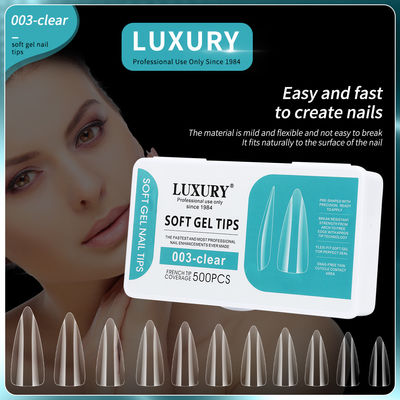 Dicas de unhas de gel macio 500PCS/caixa unhas acrílicas Prensa em unhas para arte de unhas design ferramentas de manicure