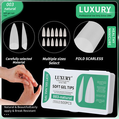 Pneus de cor natural acrílico de forma mediana e afiada Pneus falsos para extensão de unhas