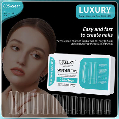 500PCS Quadrado Falsa unhas Acrílico Natural Luminoso Reutilizável Falsa unhas dicas para a arte das unhas DIY