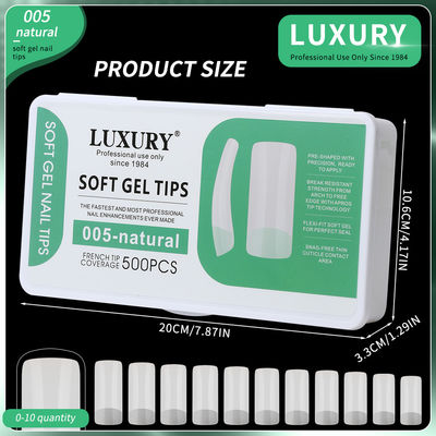 500PCS Quadrado Falsa unhas Acrílico Natural Luminoso Reutilizável Falsa unhas dicas para a arte das unhas DIY