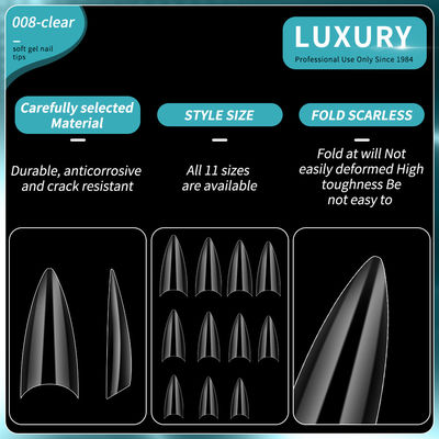 Profissional Nail Art 500PCS unhas falsas de forma afiada com design ultrafinos 11 tamanhos
