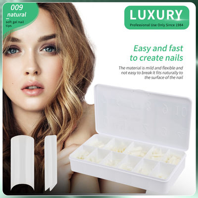 Médio Quadrado Falsa unhas estilo francês Falsa unhas cor natural Meia cobertura Falsa unhas 11 tamanhos para mulheres