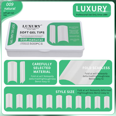 Médio Quadrado Falsa unhas estilo francês Falsa unhas cor natural Meia cobertura Falsa unhas 11 tamanhos para mulheres