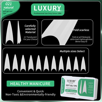 500pcs/caixa Ultra-fina Stiletto Press-On unhas naturais sem costura de forma afiada Falso unhas para mulheres e meninas