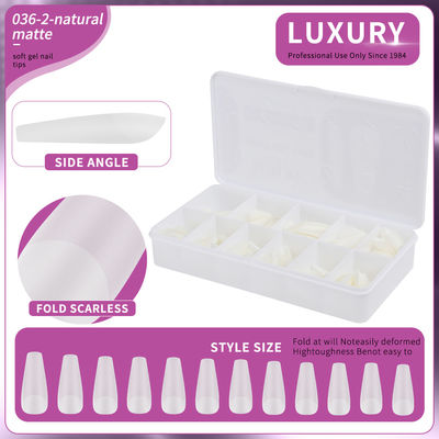 500 pcs/caixa Medium Coffin Nail Tips Natural Matte Full Cover Acrílico Preformed Nail Tips 11 tamanhos