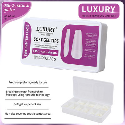 500 pcs/caixa Medium Coffin Nail Tips Natural Matte Full Cover Acrílico Preformed Nail Tips 11 tamanhos
