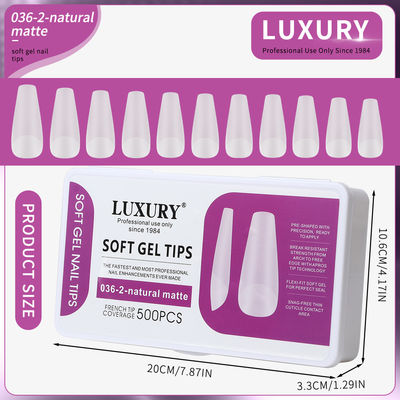 500 pcs/caixa Medium Coffin Nail Tips Natural Matte Full Cover Acrílico Preformed Nail Tips 11 tamanhos