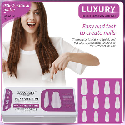 500 pcs/caixa Medium Coffin Nail Tips Natural Matte Full Cover Acrílico Preformed Nail Tips 11 tamanhos
