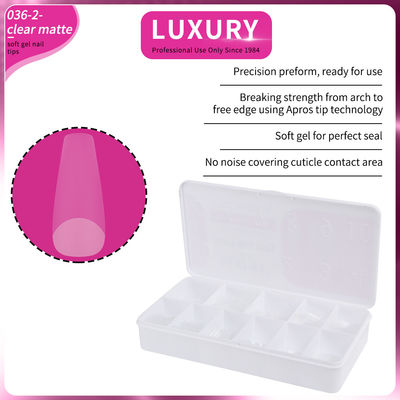Medium Coffin Clear Matte Acrylic Nail Tips Full Cover Preformed False Nail Tips 11 tamanhos