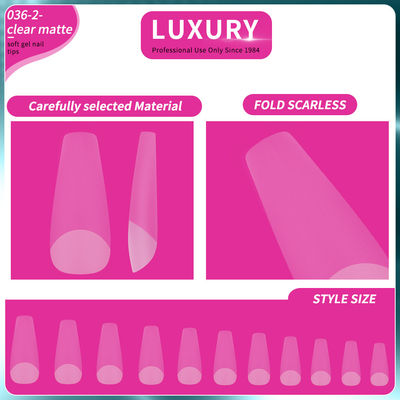 Medium Coffin Clear Matte Acrylic Nail Tips Full Cover Preformed False Nail Tips 11 tamanhos