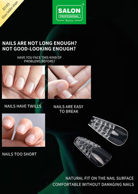 500PCS Escada Forma de Pneus dicas de conjunto em relevo de vidro Falso unhas com caixa de armazenamento Kit de arte acrílica unhas para salão