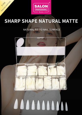 Longos Stiletto Nail Tips Full Cover Falsos Nail Tips com Caixa Natural Matte Falsa Nails