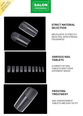 Full Matte Clear Acrylic Fake Nail Press Quadrado Médio em unhas para ferramentas de manicure de extensão de unhas
