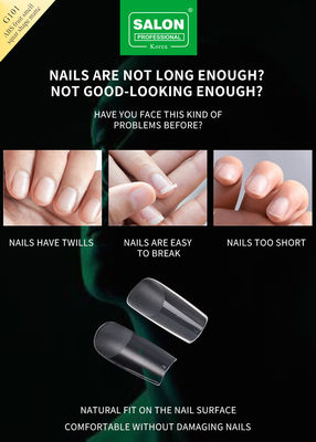 Full Matte Clear Acrylic Fake Nail Press Quadrado Médio em unhas para ferramentas de manicure de extensão de unhas