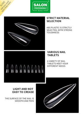 Profissional ABS forma afiada unhas falsas Full Clear acrílico Falsa unhas 12 tamanhos para casa DIY