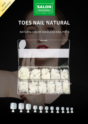 Cor Natural Falsa Toenails Set Full Cover Acrílico Toes Nail Para Salão-Finish Nail Art