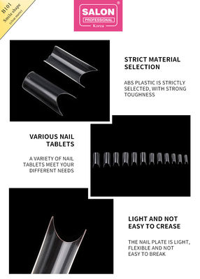Unhas artificiais ABS de cor clara 500 peças de aplicação fácil unhas falsas para salão de nail art
