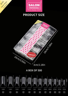 Unhas artificiais ABS de cor clara 500 peças de aplicação fácil unhas falsas para salão de nail art