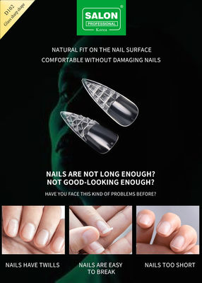 Longa forma afiada unhas falsas ultra-finas natural clara de cor pontas de unhas